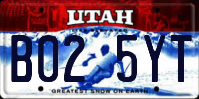 UT license plate B025YT