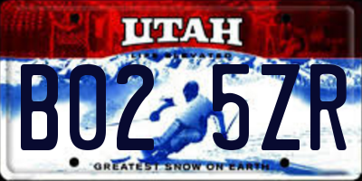 UT license plate B025ZR