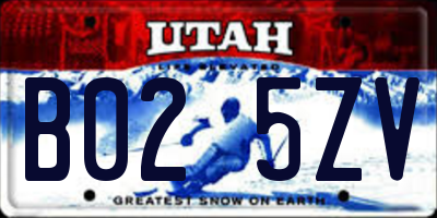 UT license plate B025ZV