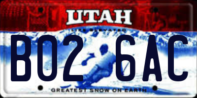 UT license plate B026AC