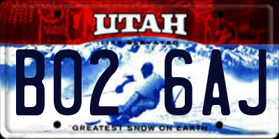 UT license plate B026AJ
