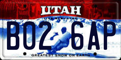 UT license plate B026AP