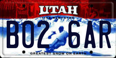 UT license plate B026AR