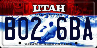 UT license plate B026BA