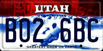 UT license plate B026BC