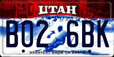 UT license plate B026BK