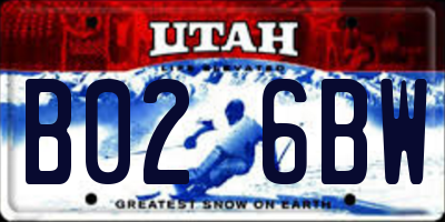 UT license plate B026BW