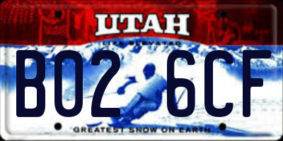 UT license plate B026CF