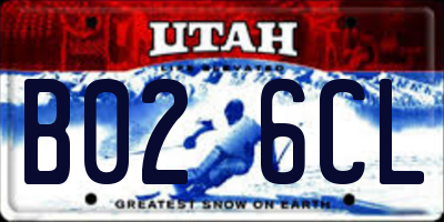 UT license plate B026CL