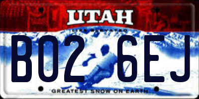 UT license plate B026EJ