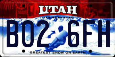 UT license plate B026FH