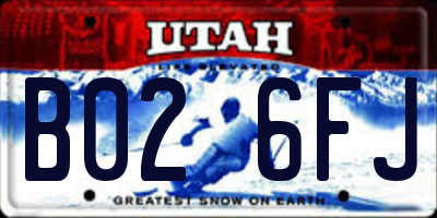 UT license plate B026FJ