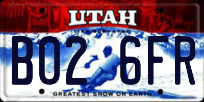 UT license plate B026FR