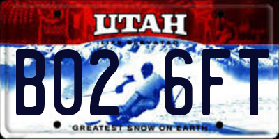 UT license plate B026FT