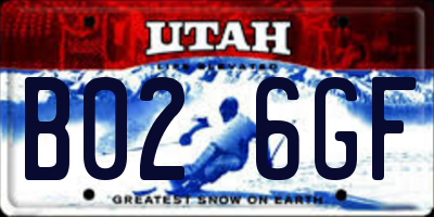 UT license plate B026GF