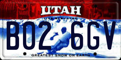 UT license plate B026GV
