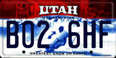 UT license plate B026HF