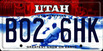 UT license plate B026HK