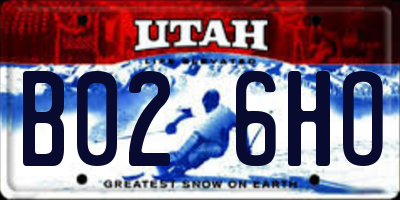UT license plate B026HO