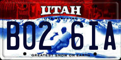UT license plate B026IA