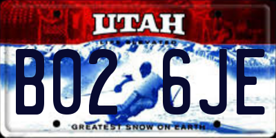 UT license plate B026JE
