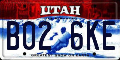 UT license plate B026KE
