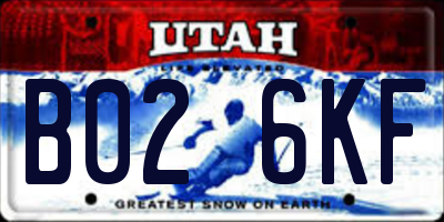 UT license plate B026KF