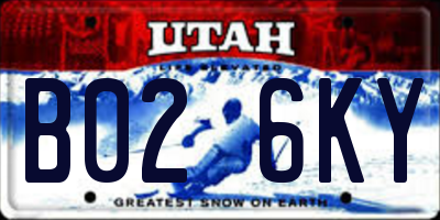 UT license plate B026KY