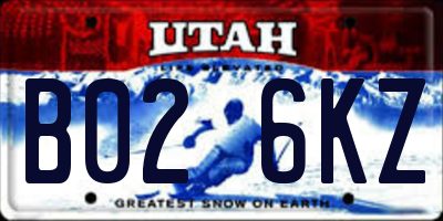 UT license plate B026KZ