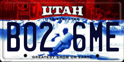 UT license plate B026ME