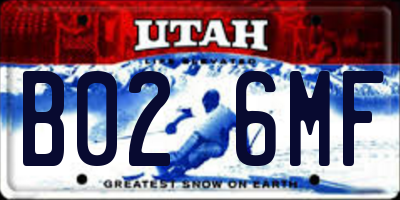 UT license plate B026MF