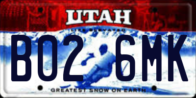 UT license plate B026MK
