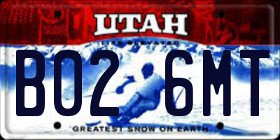 UT license plate B026MT