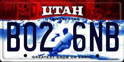 UT license plate B026NB
