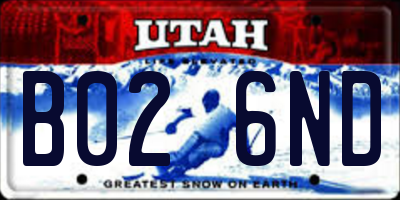 UT license plate B026ND
