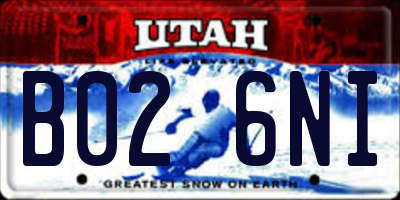 UT license plate B026NI