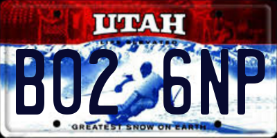 UT license plate B026NP