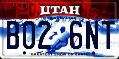UT license plate B026NT