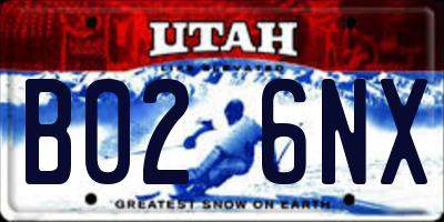 UT license plate B026NX