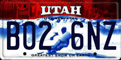 UT license plate B026NZ
