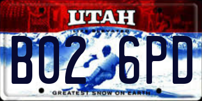 UT license plate B026PD