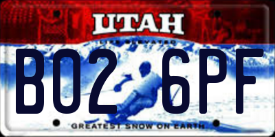 UT license plate B026PF