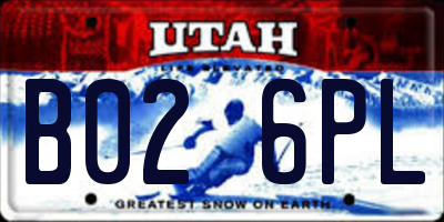 UT license plate B026PL