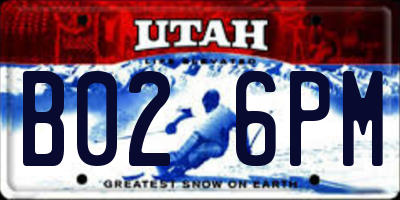 UT license plate B026PM