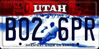 UT license plate B026PR