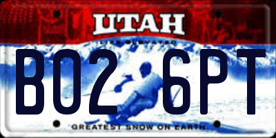 UT license plate B026PT