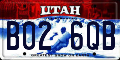 UT license plate B026QB