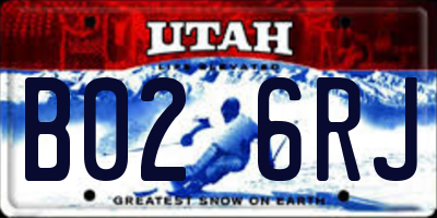 UT license plate B026RJ