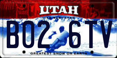 UT license plate B026TV
