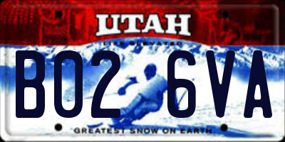 UT license plate B026VA
